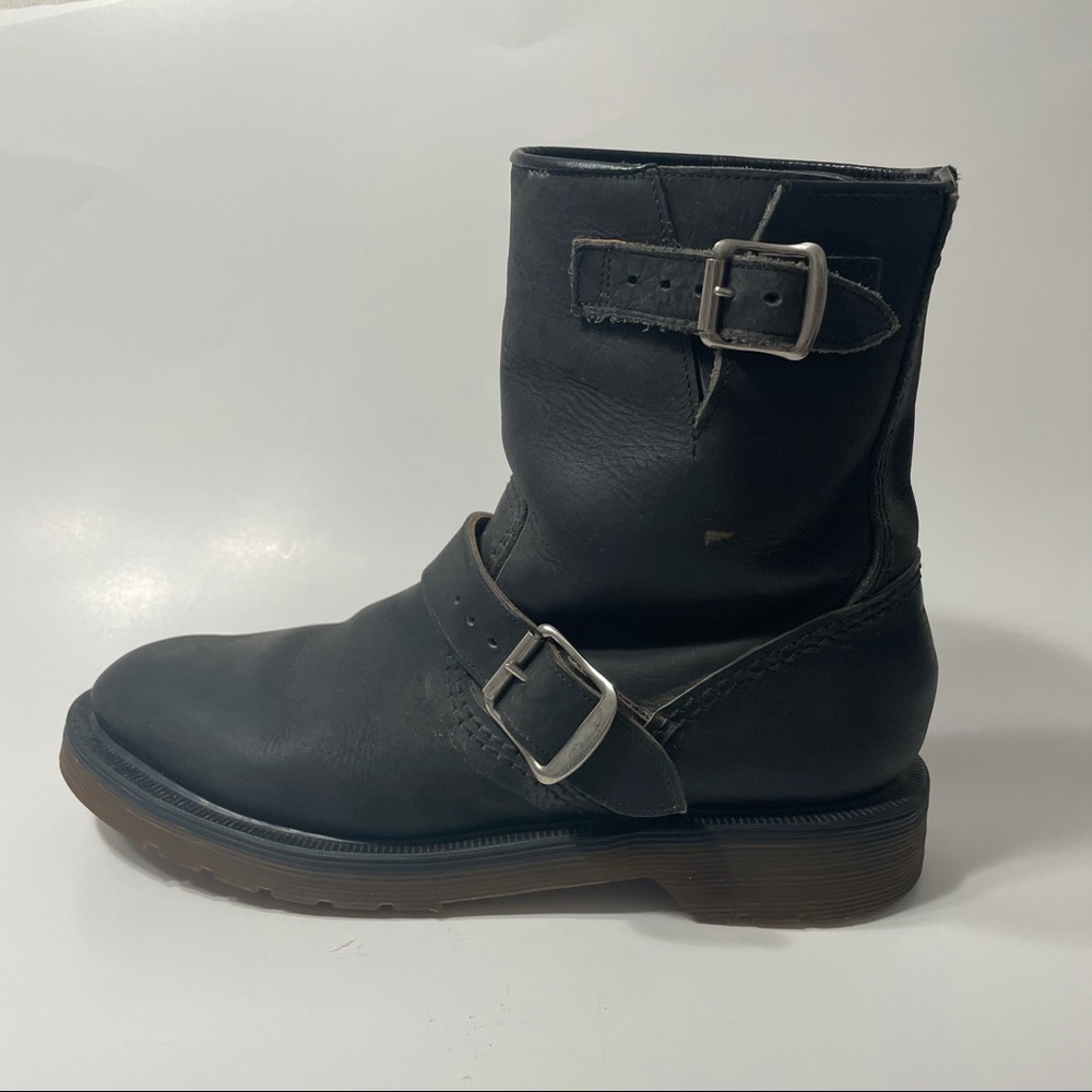 Rare Vintage Dr. Martens Motorcycle Boots Buckles Made in England 5 Black - Picture 7 of 15